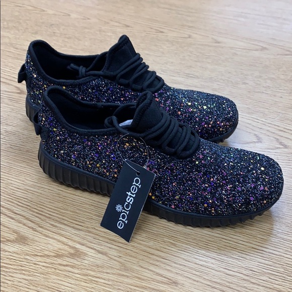 black glitter tennis shoes